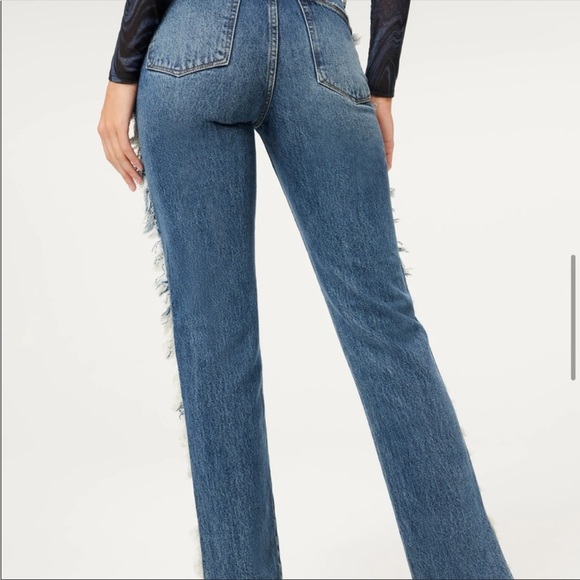 Good American Good Boy Side Fray High Waisted Jeans Size 4/27 - Picture 5 of 13